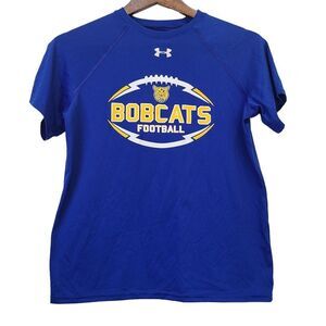Under Armour Youth Large Loose Fit Blue Bobcats Football  Short Sleeve T Shirt